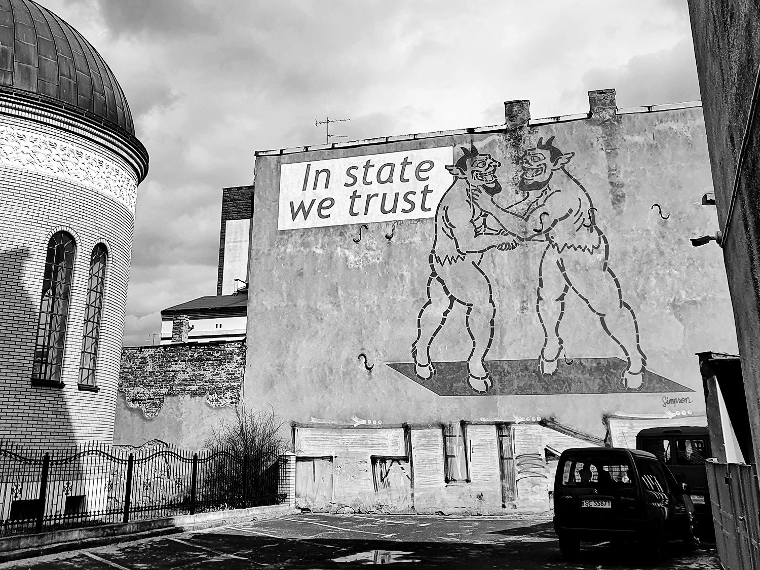 In state we trust - mural Free Market Simpson w Częstochowie